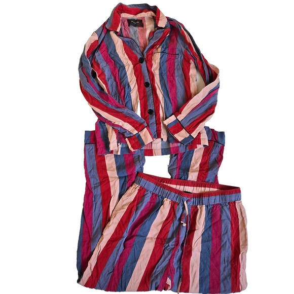 Reformation Womens Button Down Shirt & Lounge Pants Striped Pajama Set Size M - Picture 1 of 5
